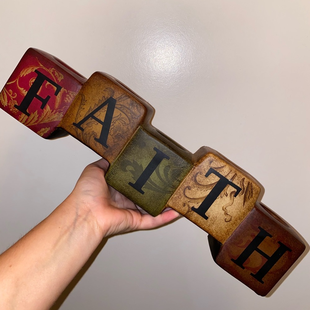 Faith candle holder